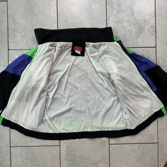 Vintage 90s Colin Retro Ski Windbreaker Full Zip Jacket Womens Size M Green Blk - Picture 8 of 9